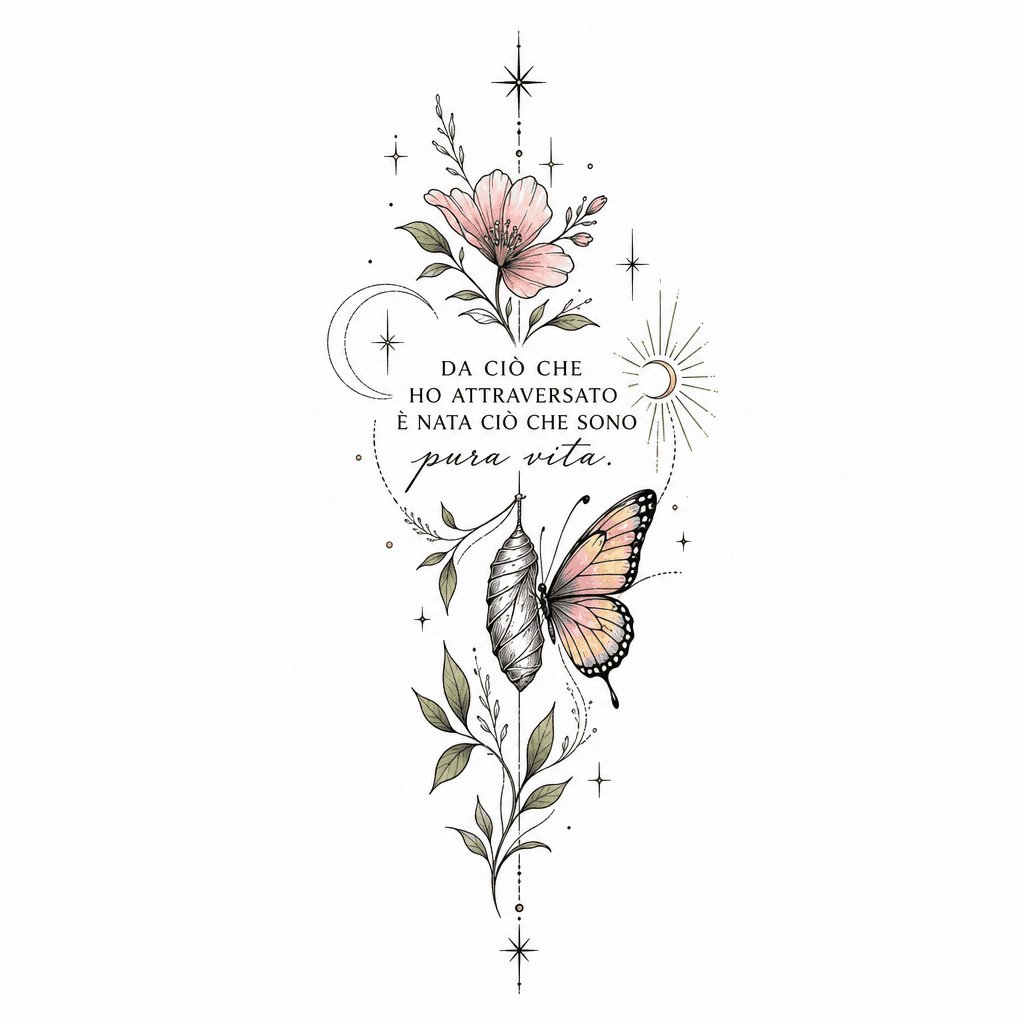 vorrei un tatuaggio in fine line elegante, piccola…