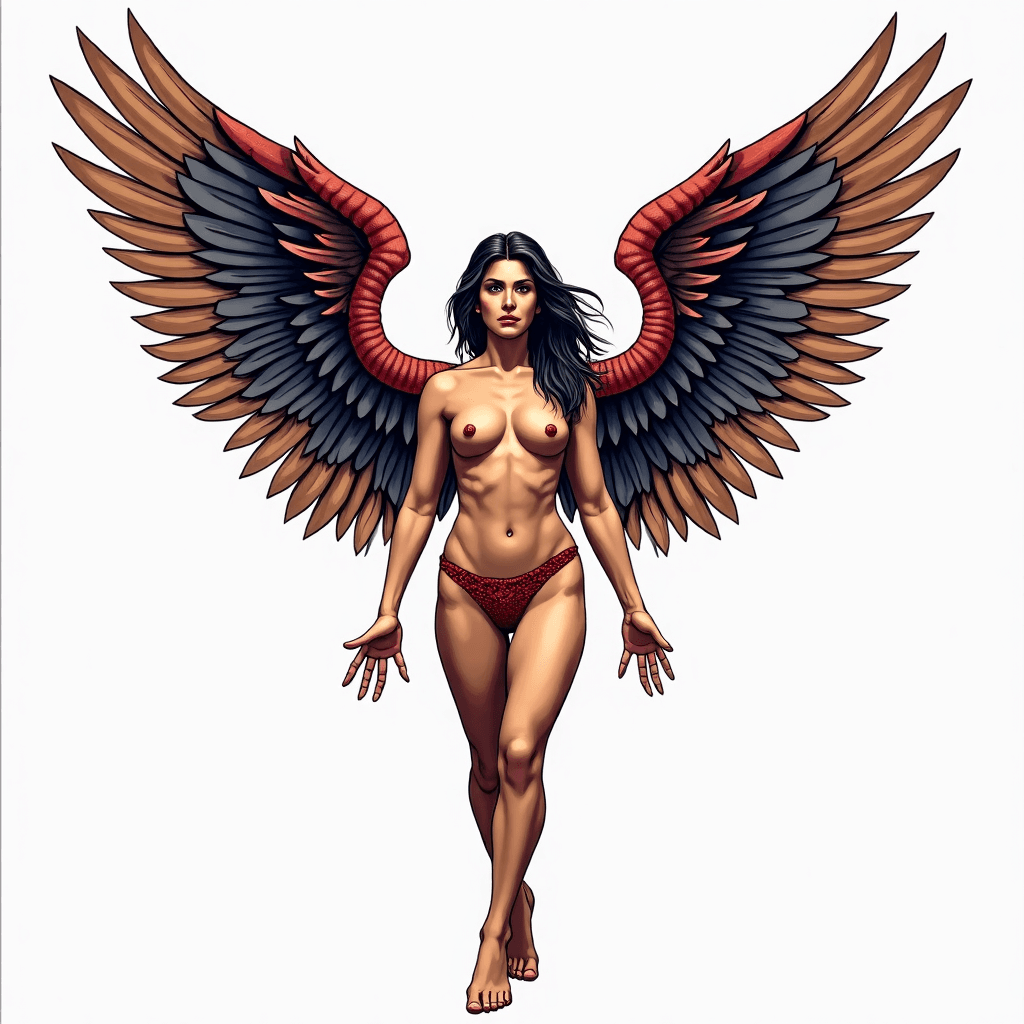 Guardian warrior angel with protective wings