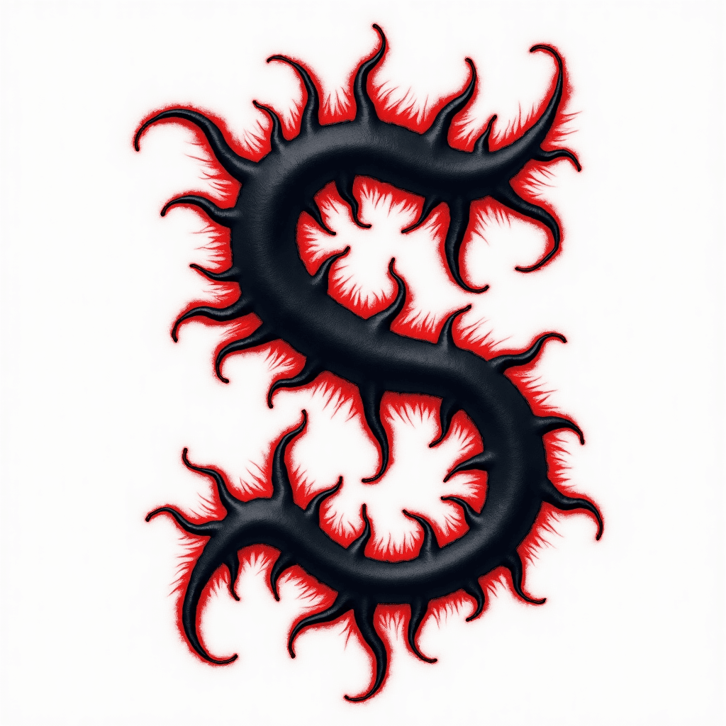 Slipknot "S" in schwarz Rot auf der Wade