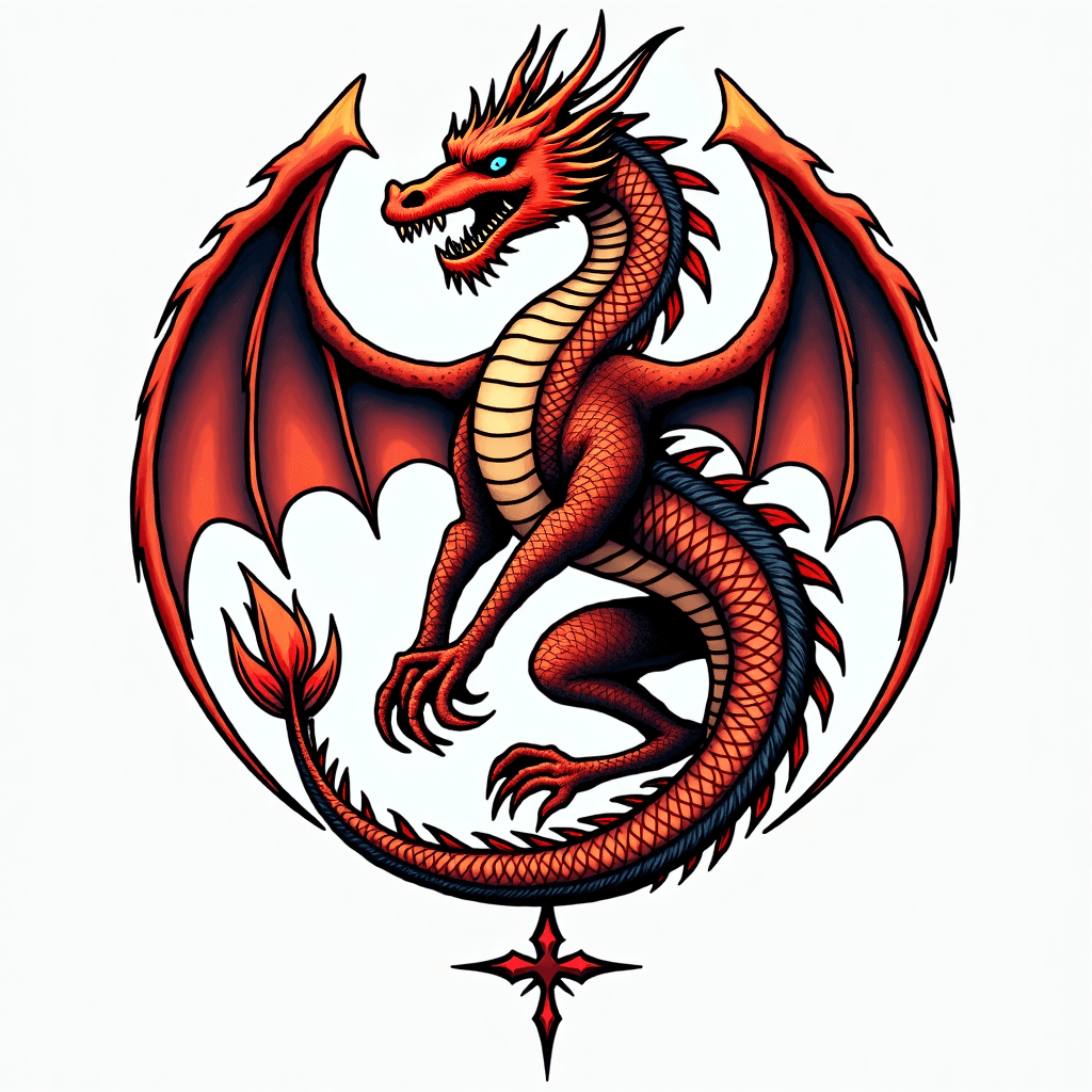 Celtic dragon in circular formation