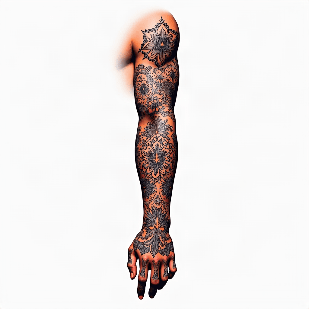 tatuaje de manga de brazo completo con diseño de m...