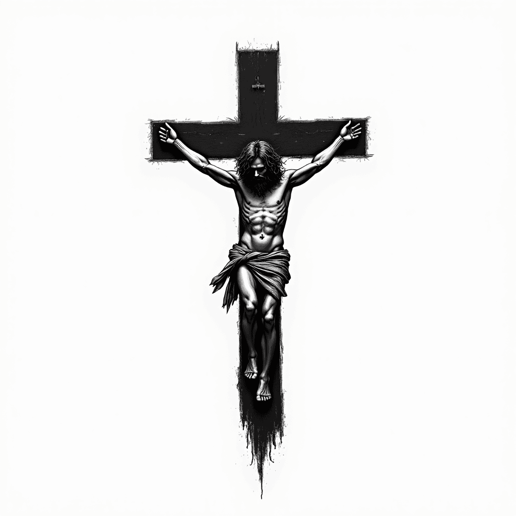 Matthew 19:6 cross black ink