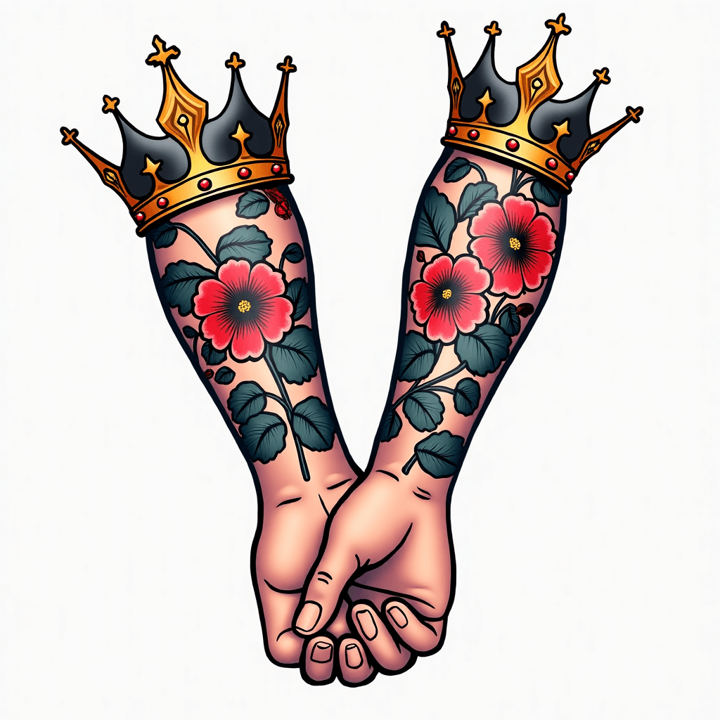 a king and queen crown tatto for mom and dad