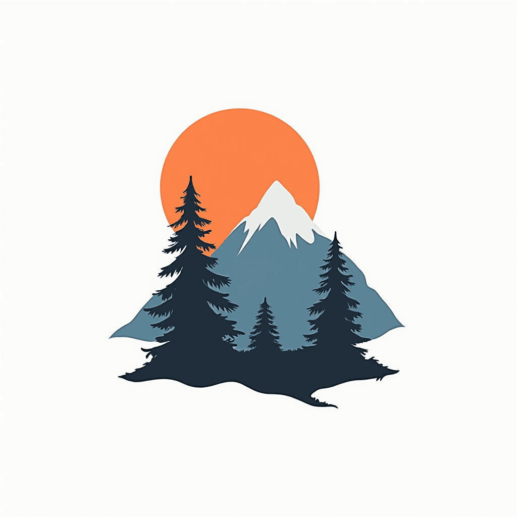 Minimalist mountain landscape with geometric shape…