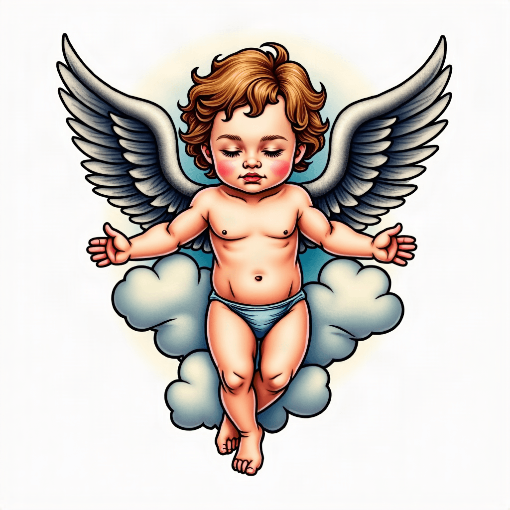 Cherub with clouds