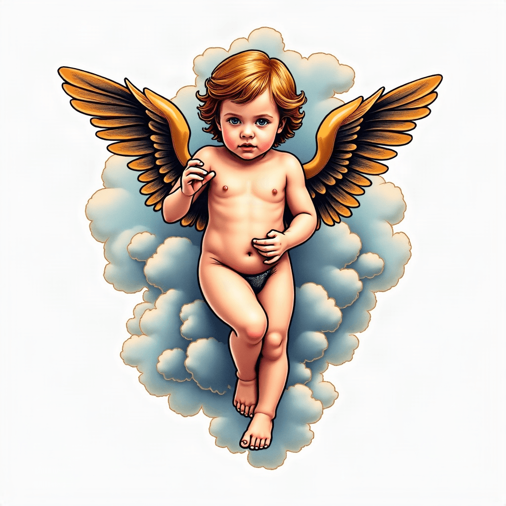 Cherub with clouds