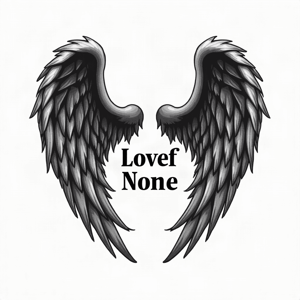 Angel wings with loved one's name