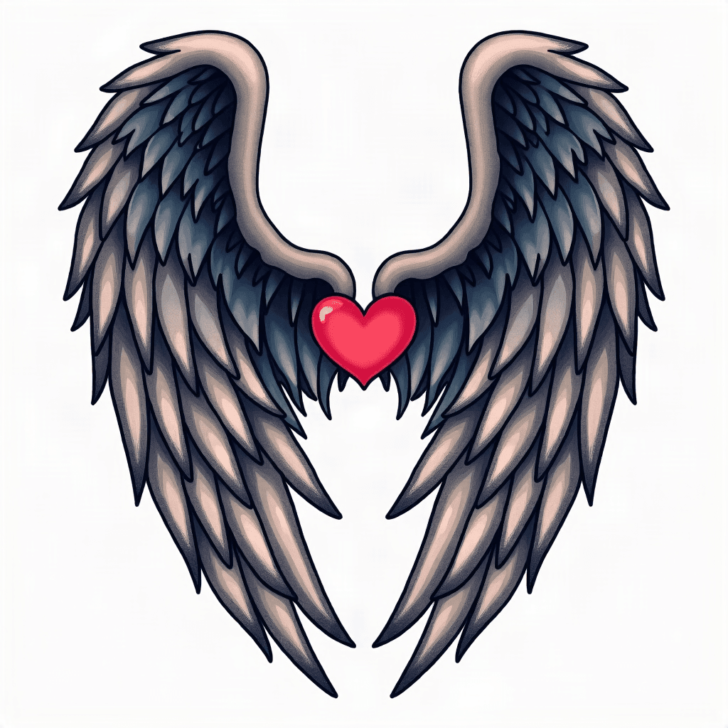 Angel wings with loved one's name