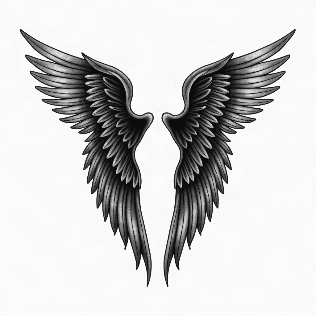 Angel wings with loved one's name