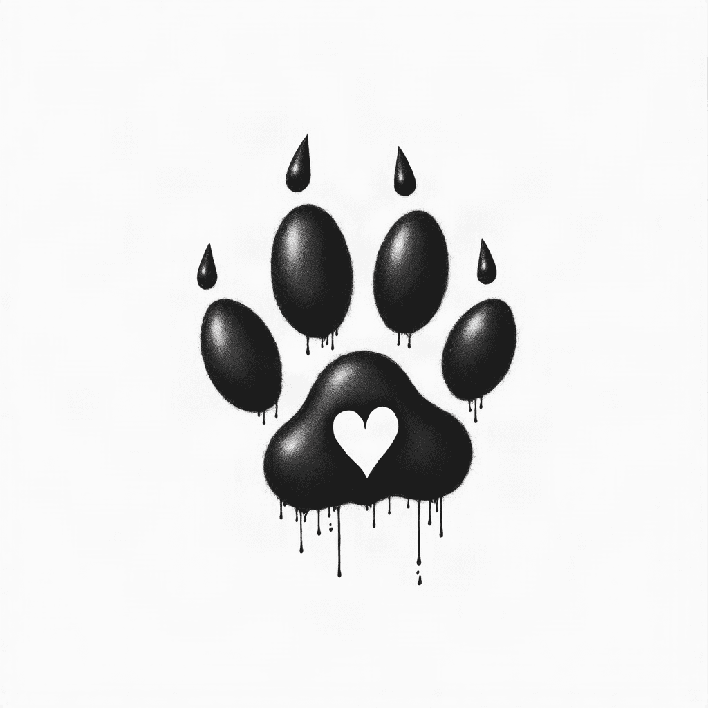 Paw print with heart