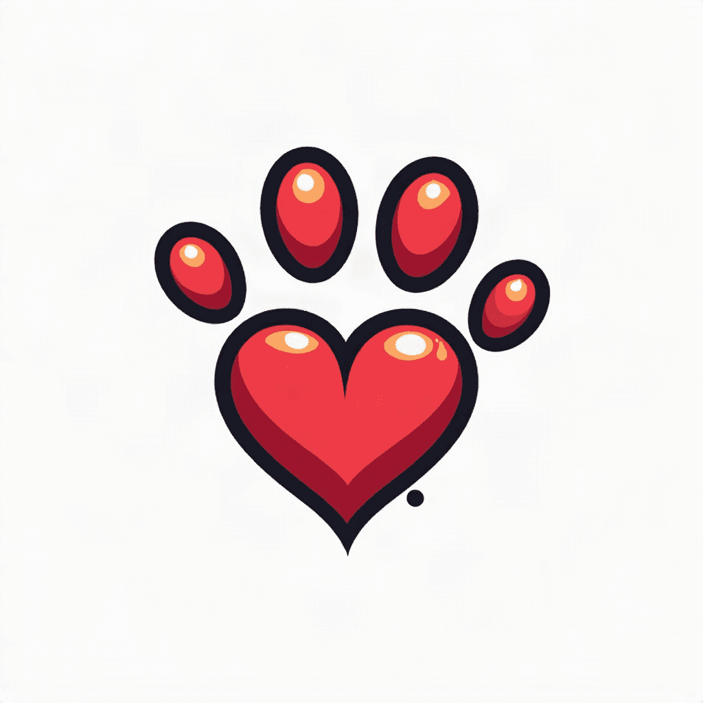 Paw print with heart