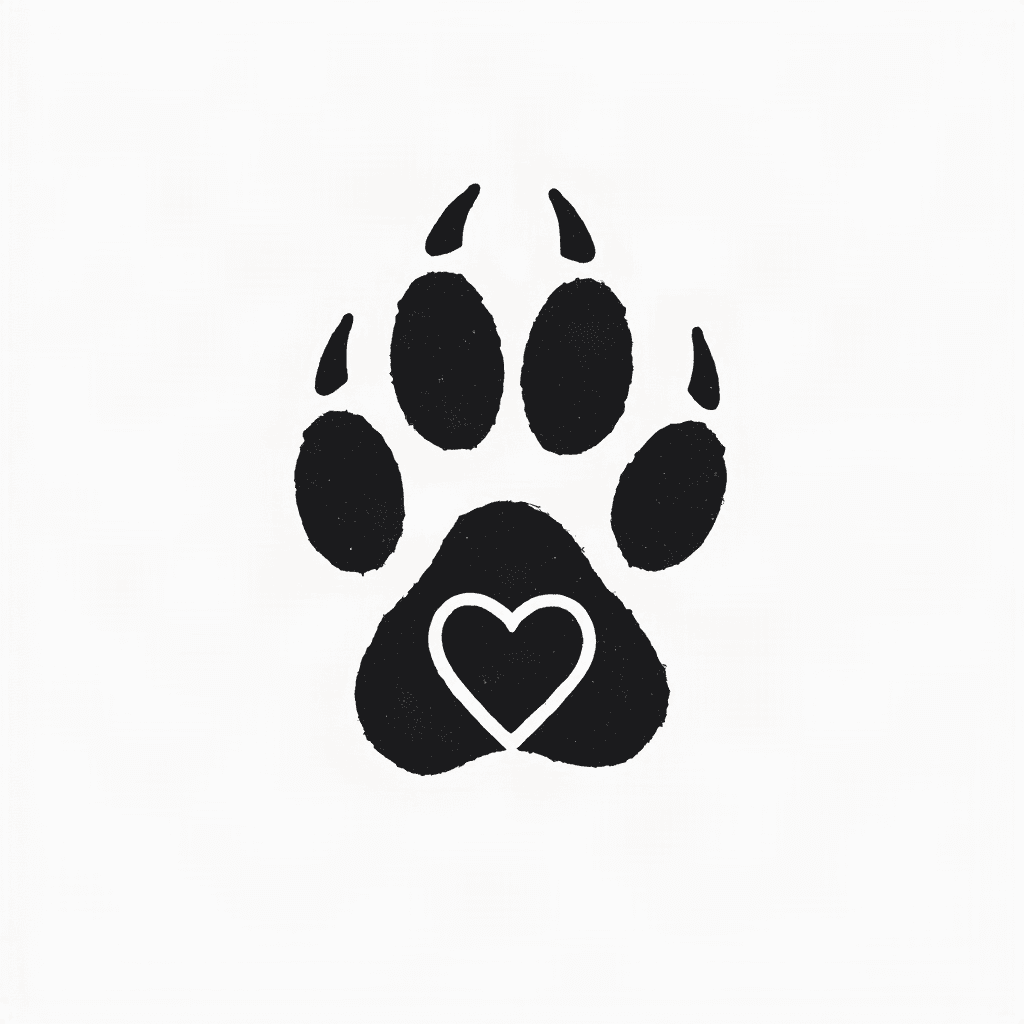 Paw print with heart