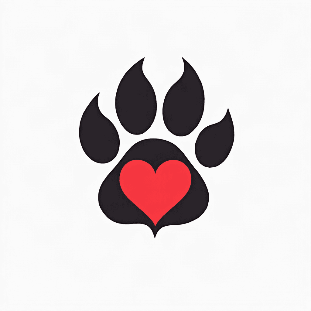 Paw print with heart