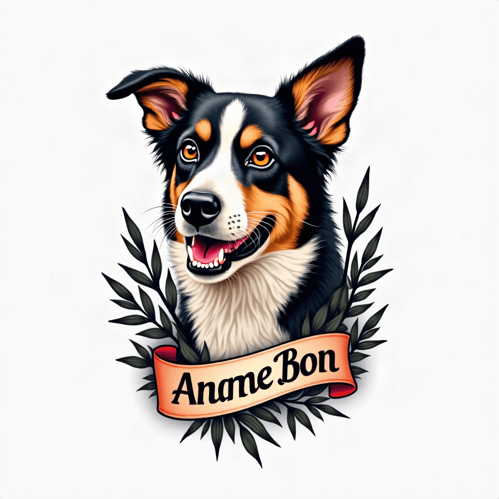 Dog portrait with name