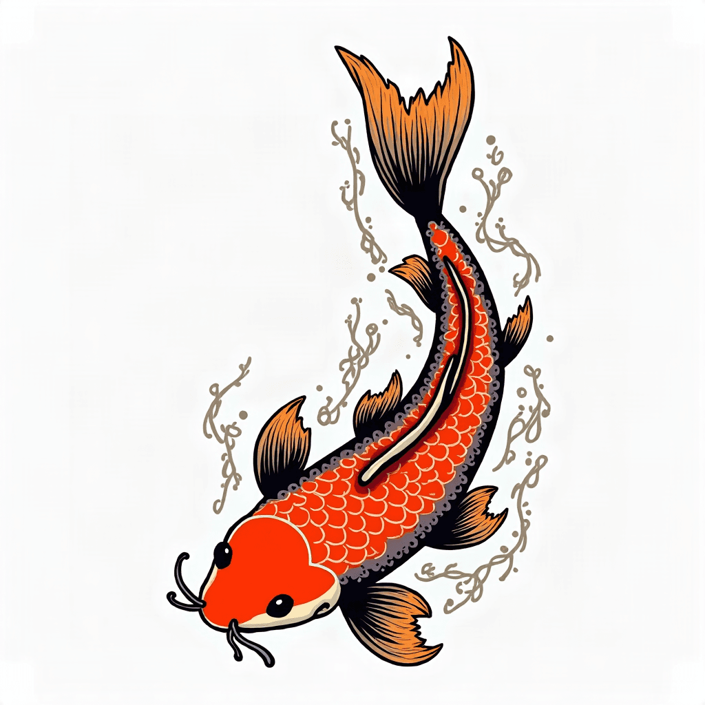 Koi fish swimming upstream