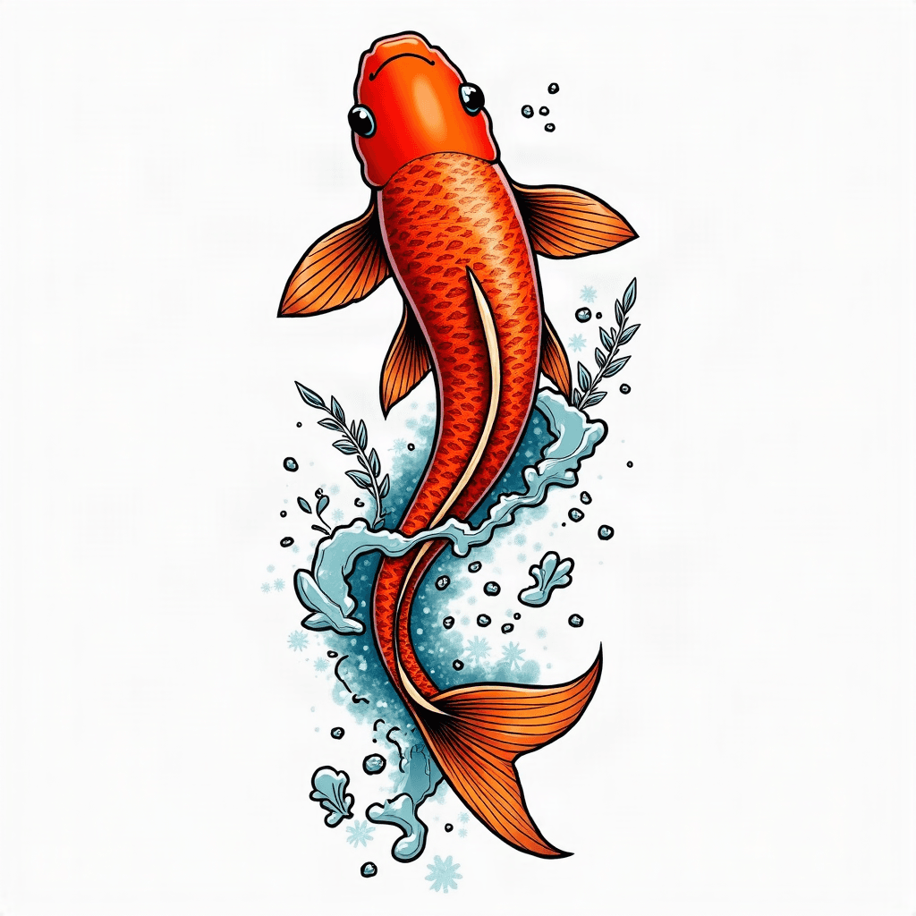 Koi fish swimming upstream