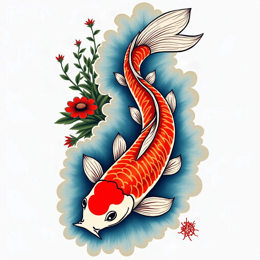 Koi fish swimming upstream