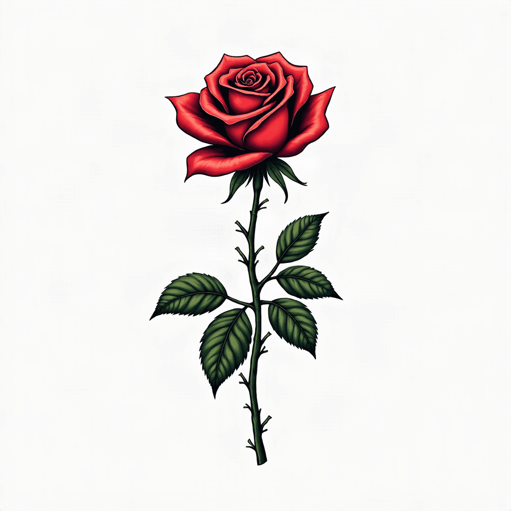 Single rose with stem