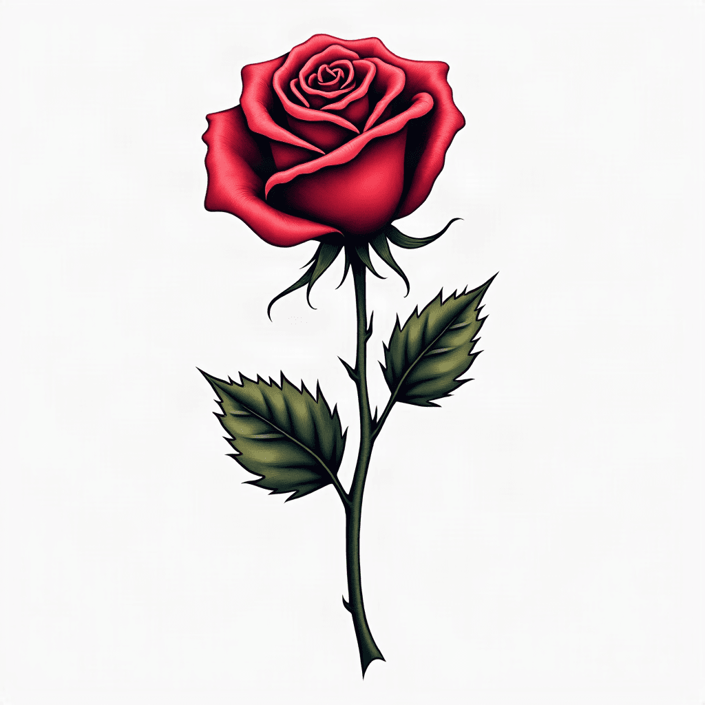Single rose with stem