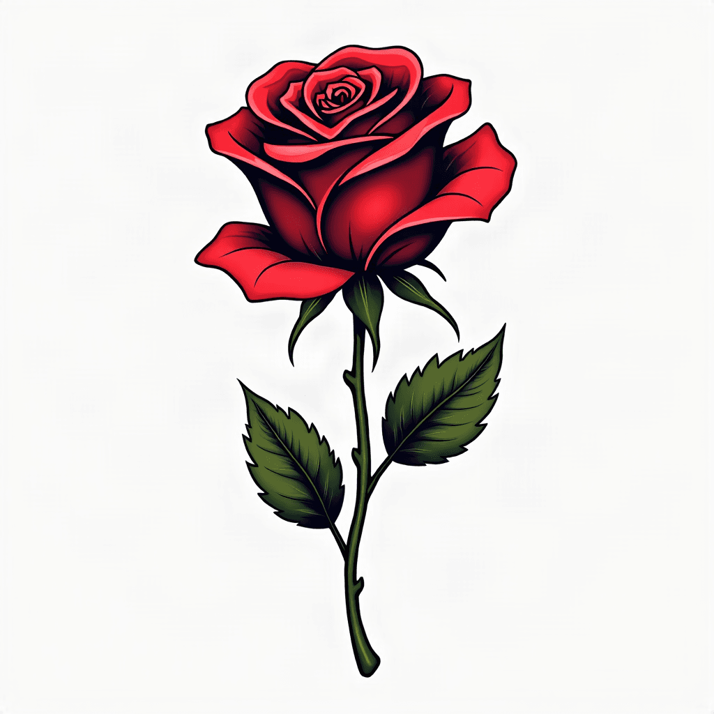Single rose with stem