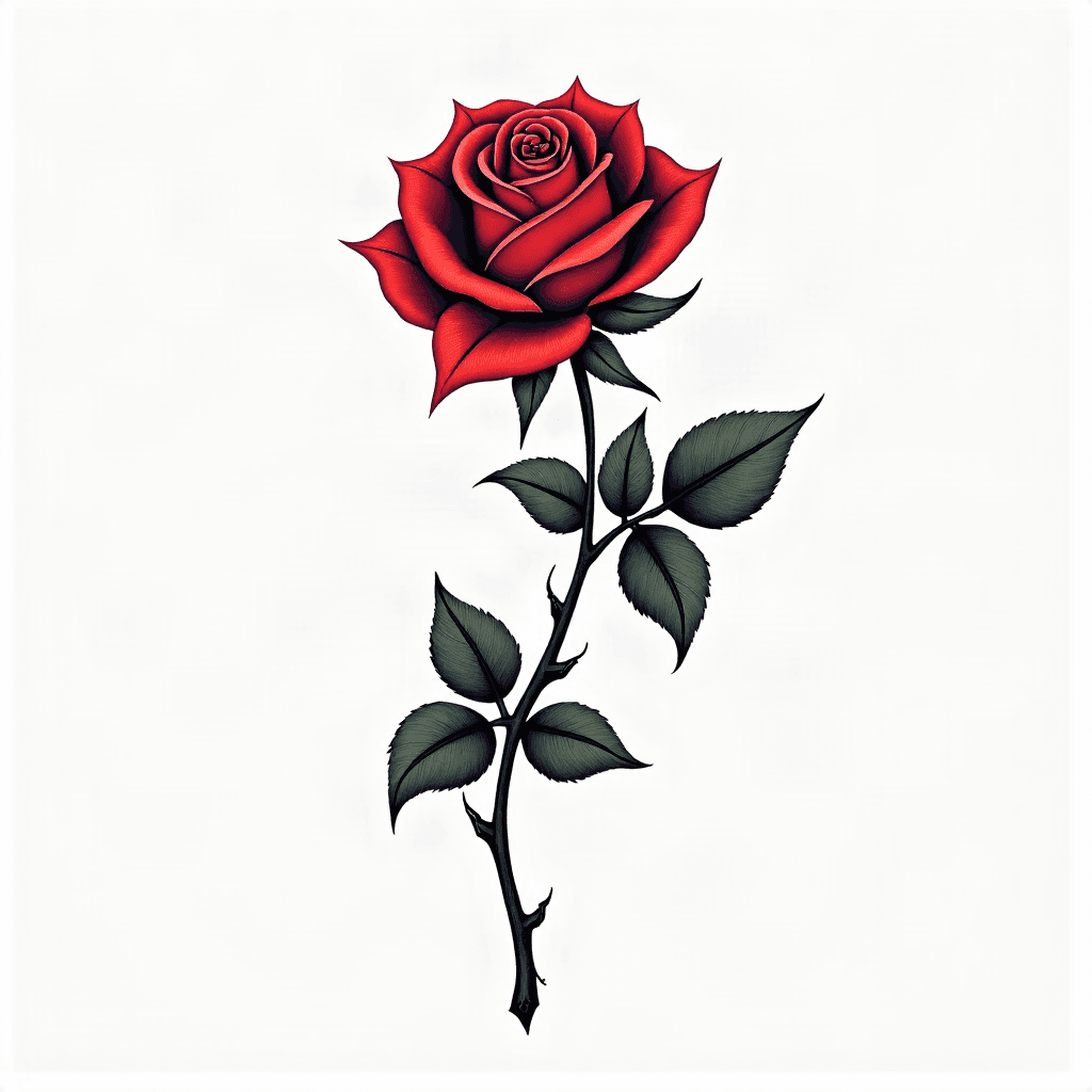 Single rose with stem