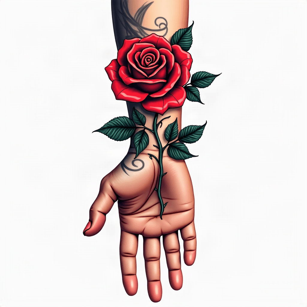 Rose on hand