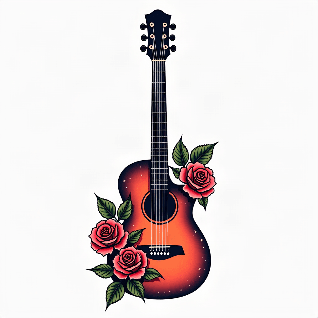 Guitar with roses