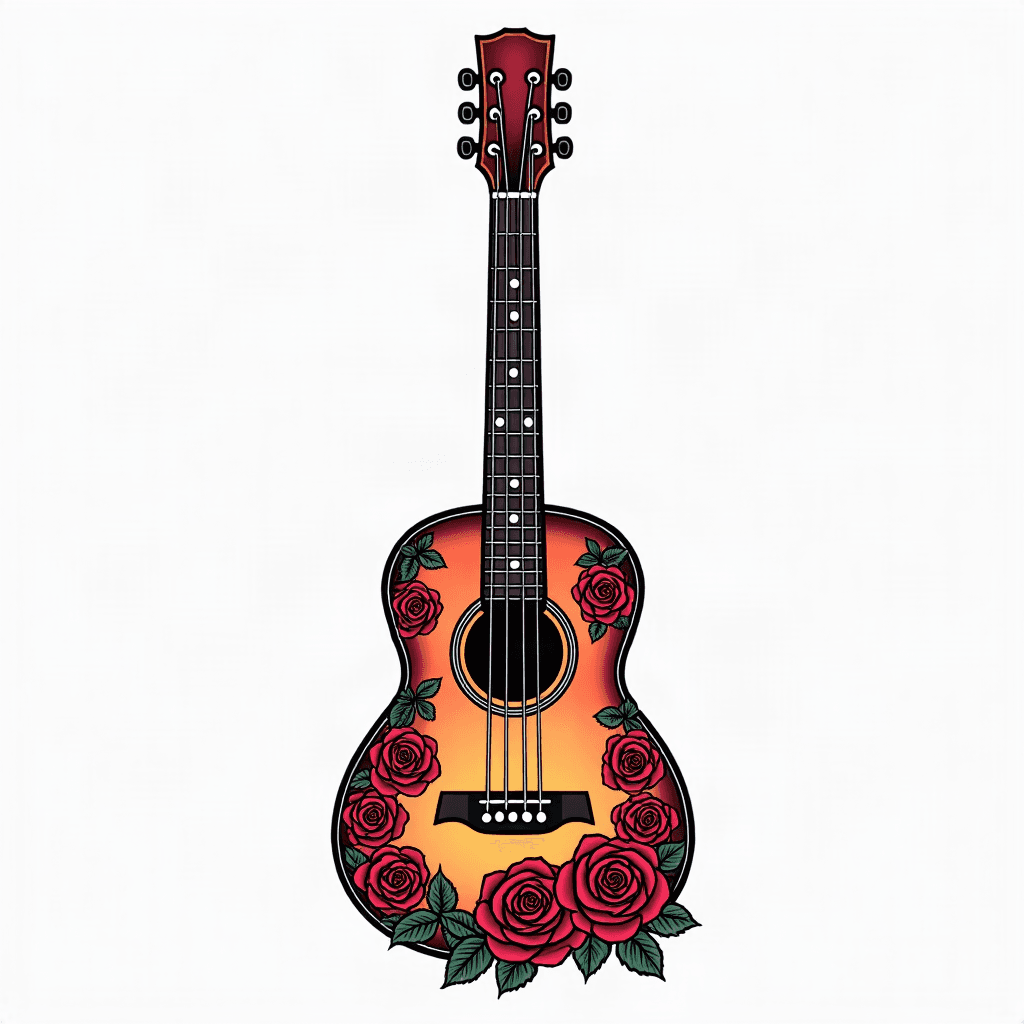 Guitar with roses
