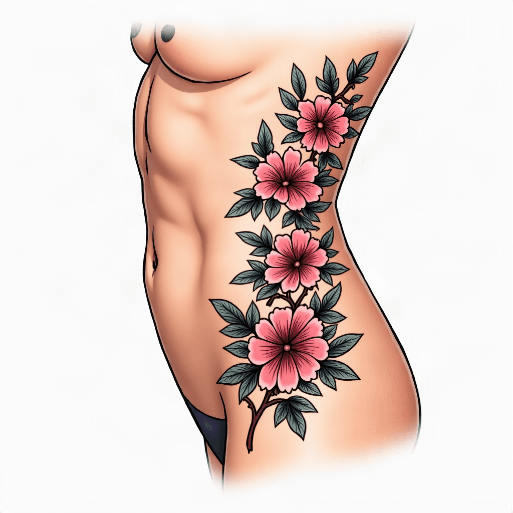 Floral vine rib piece