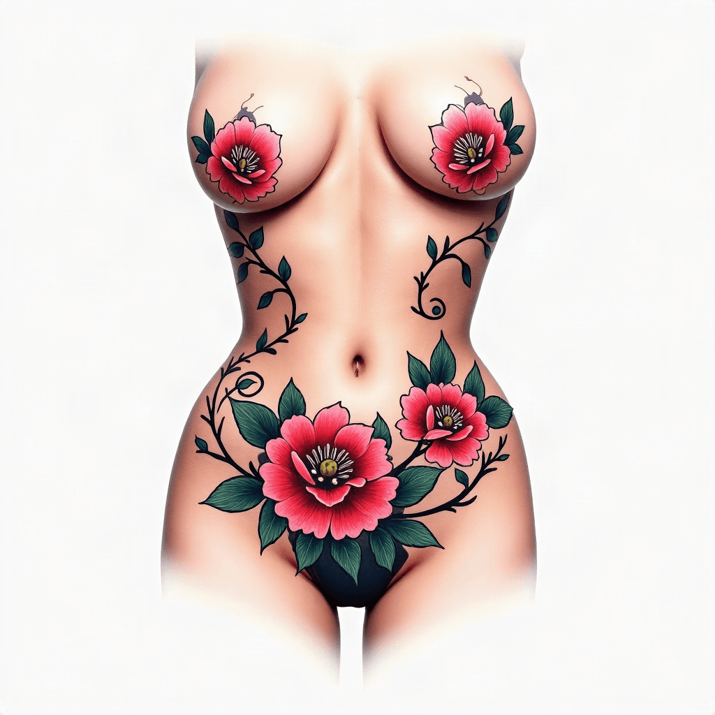 Floral vine rib piece