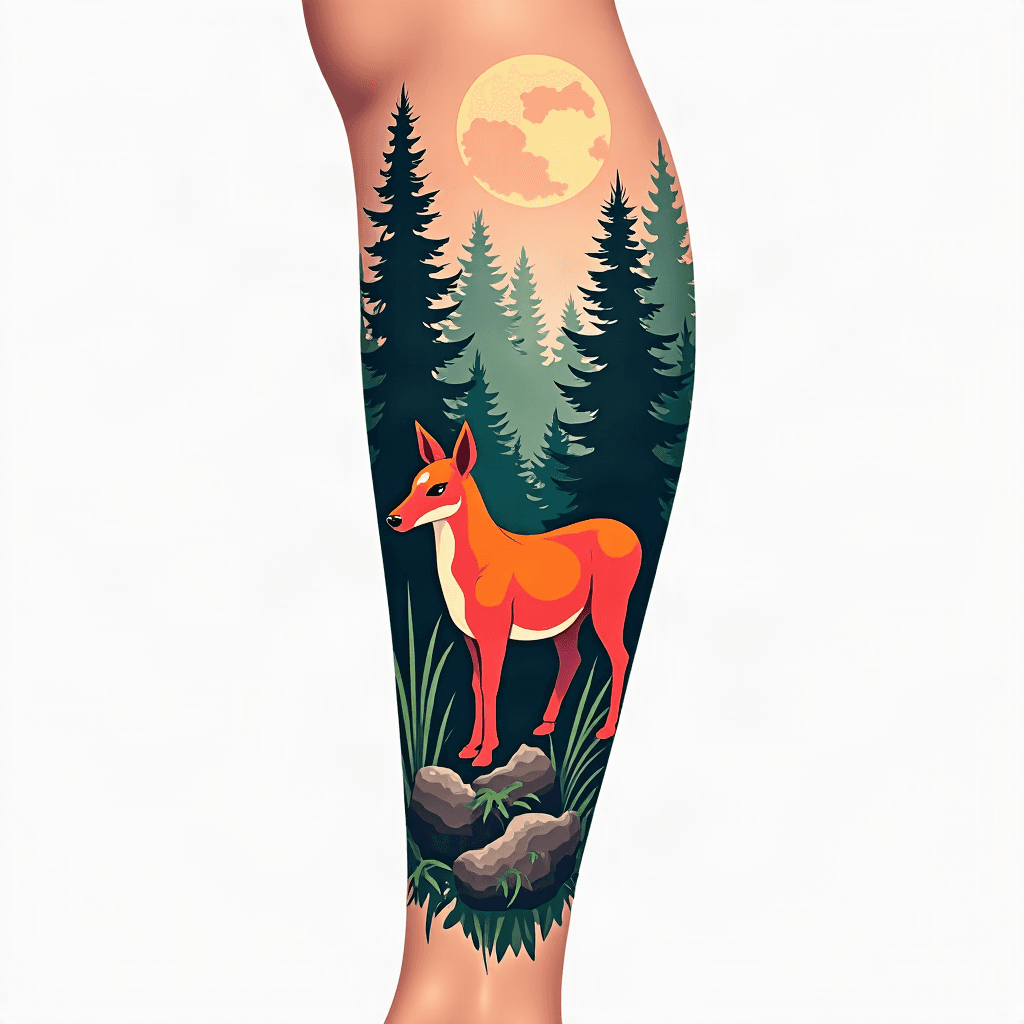 Forest calf scene
