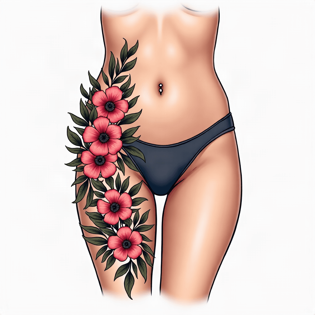 Floral hip cascade
