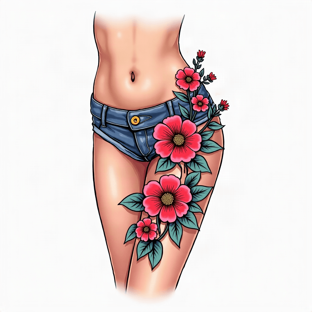 Floral hip cascade