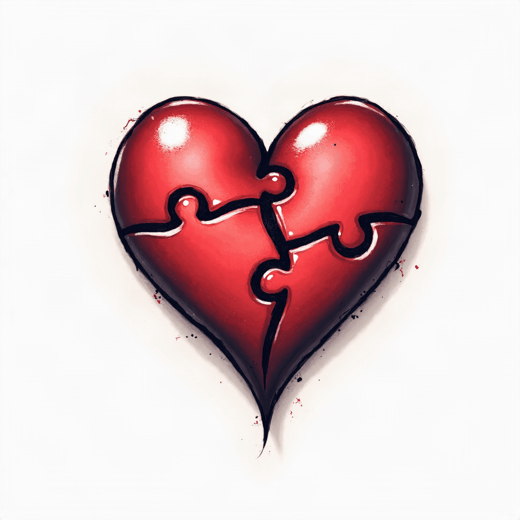 Puzzle piece hearts