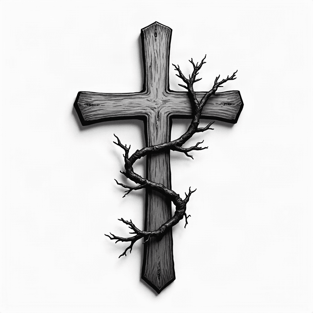 Wooden cross with vine