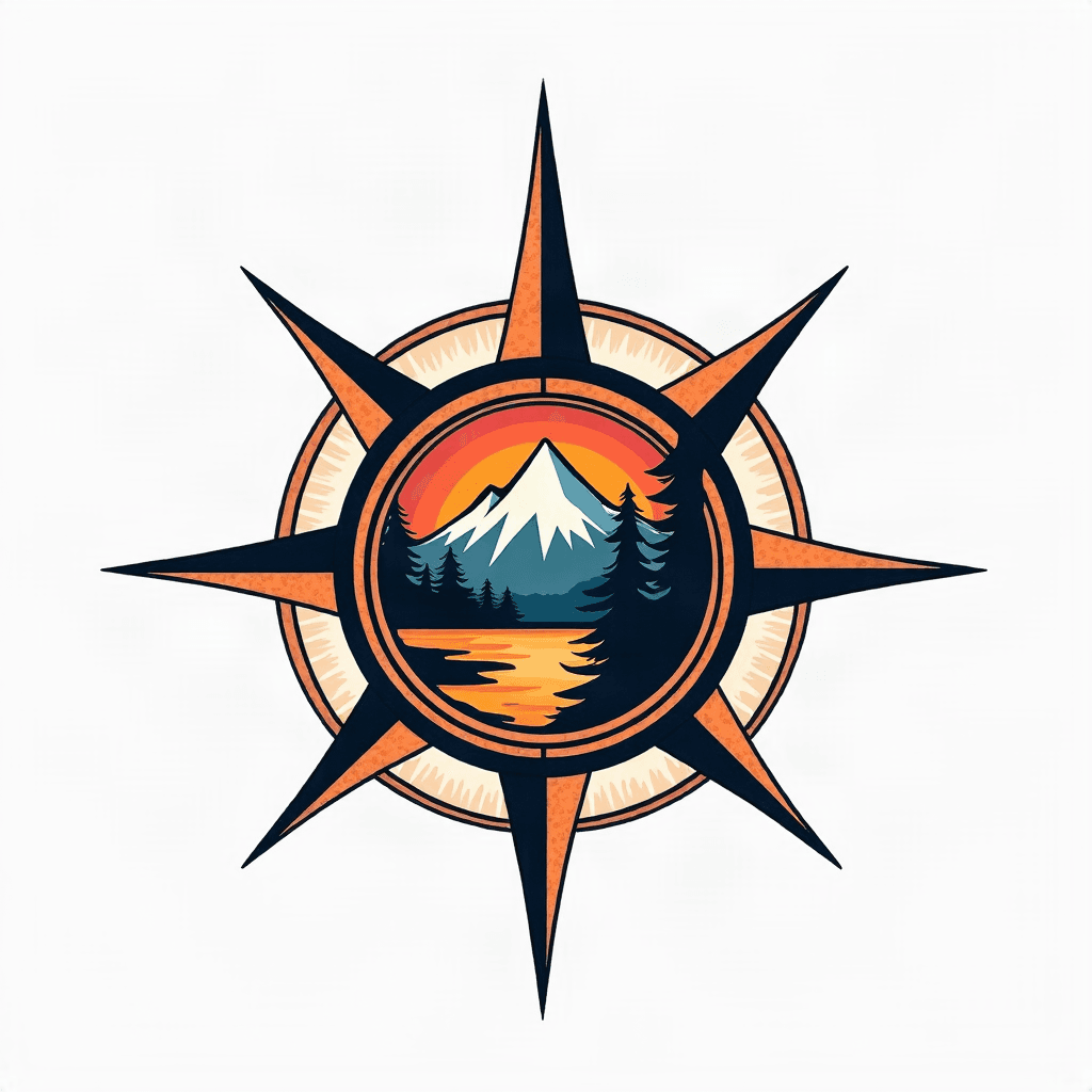 Compass with mountain