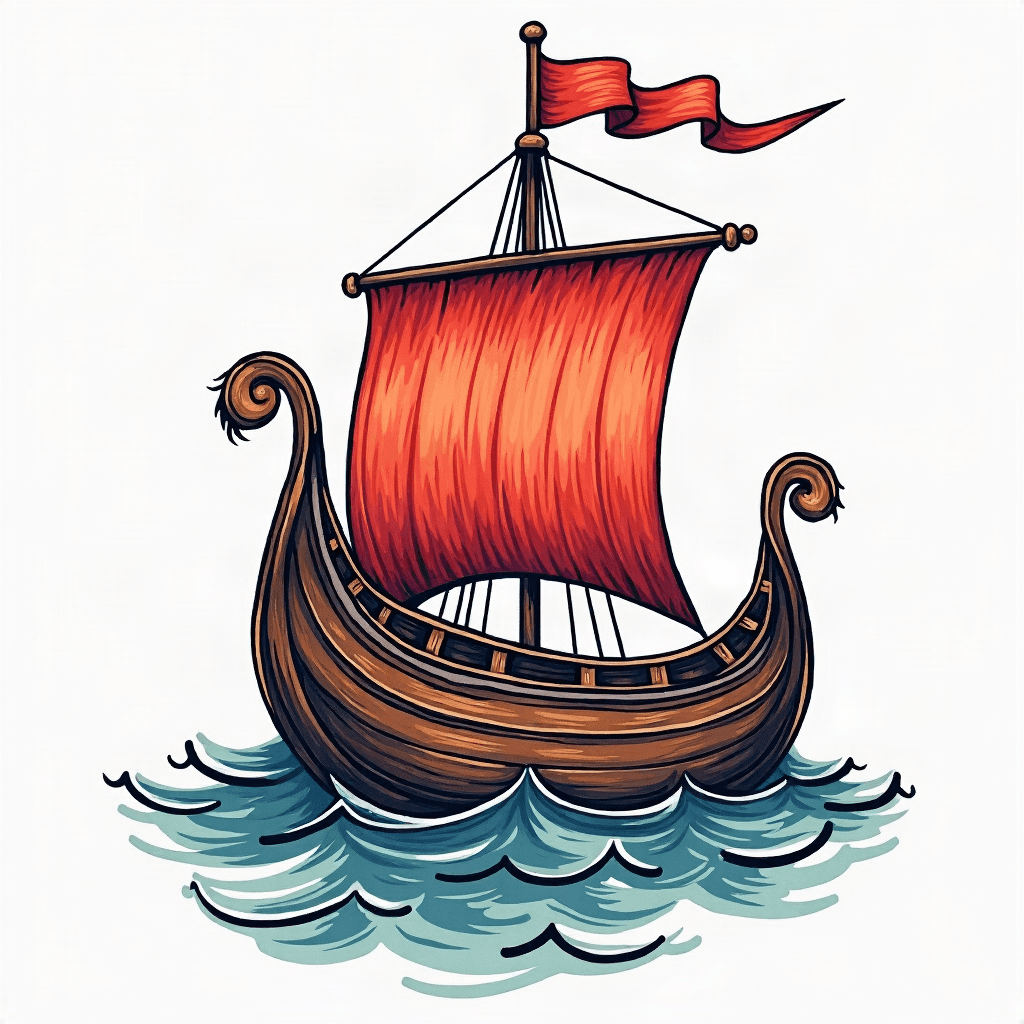 Viking longship scene