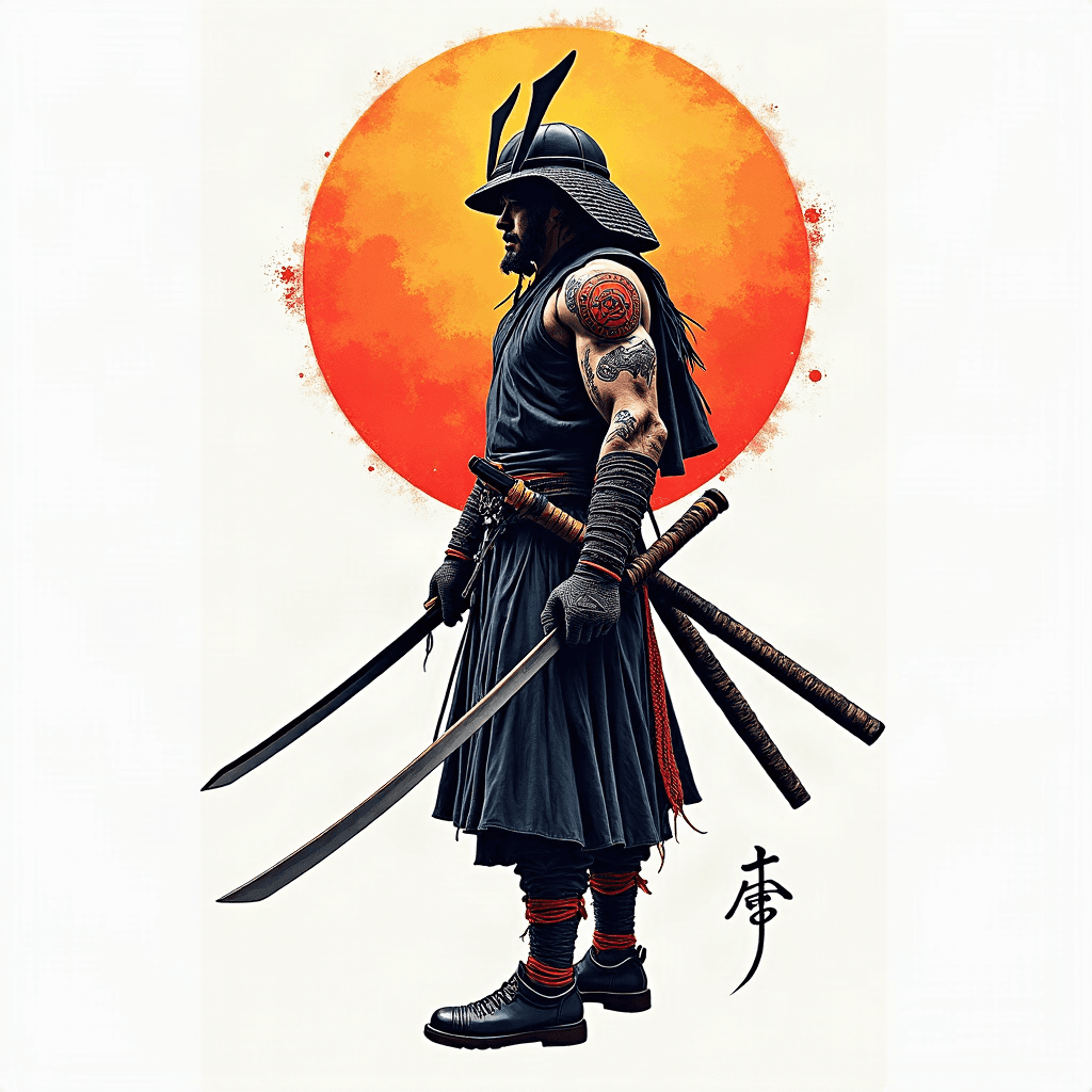 Samurai in moonlight