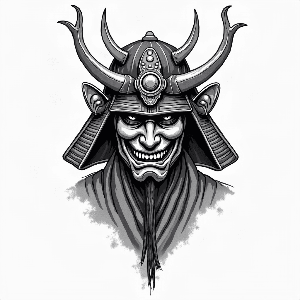 Oni mask with samurai