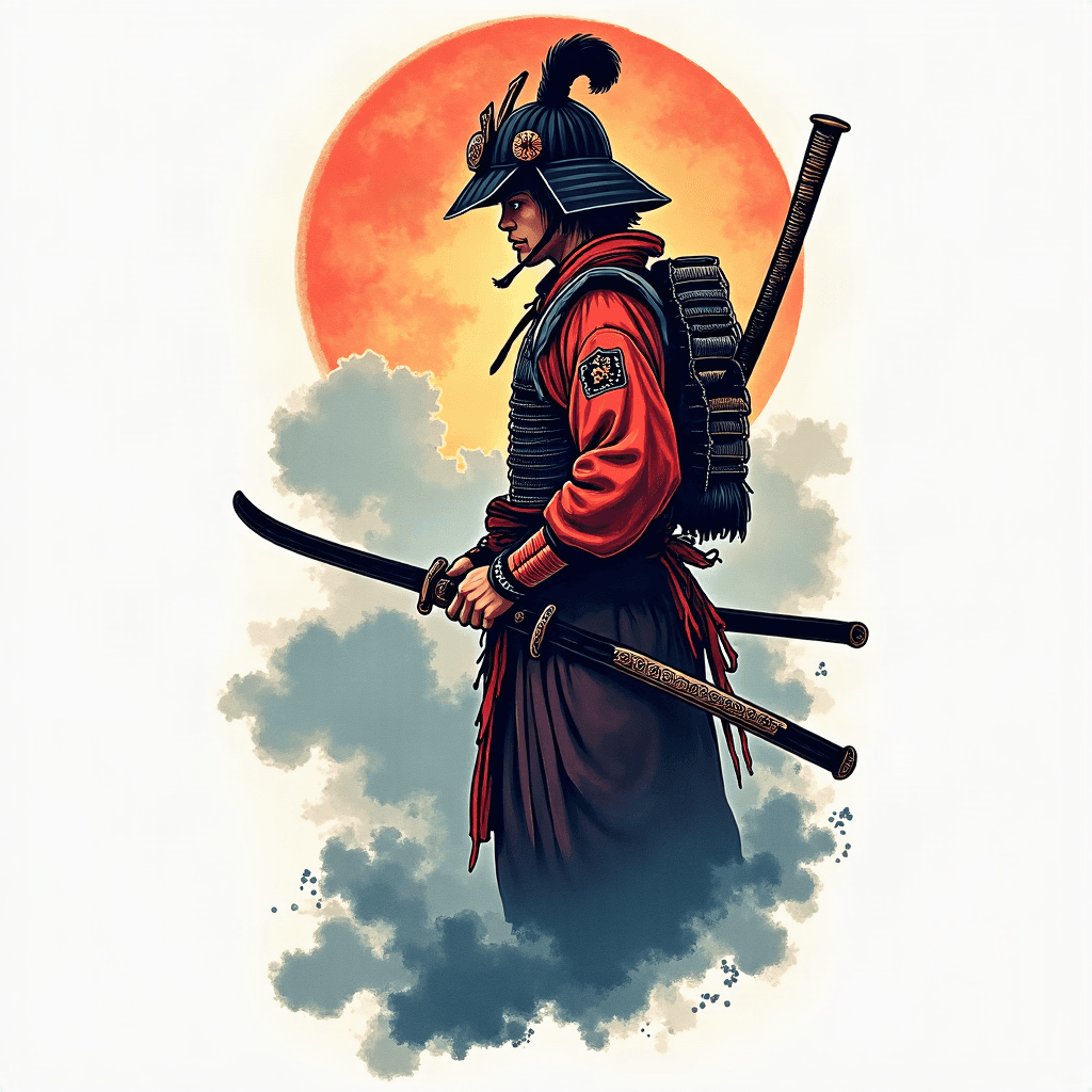 Samurai in moonlight