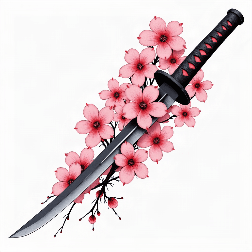 Katana with cherry blossom