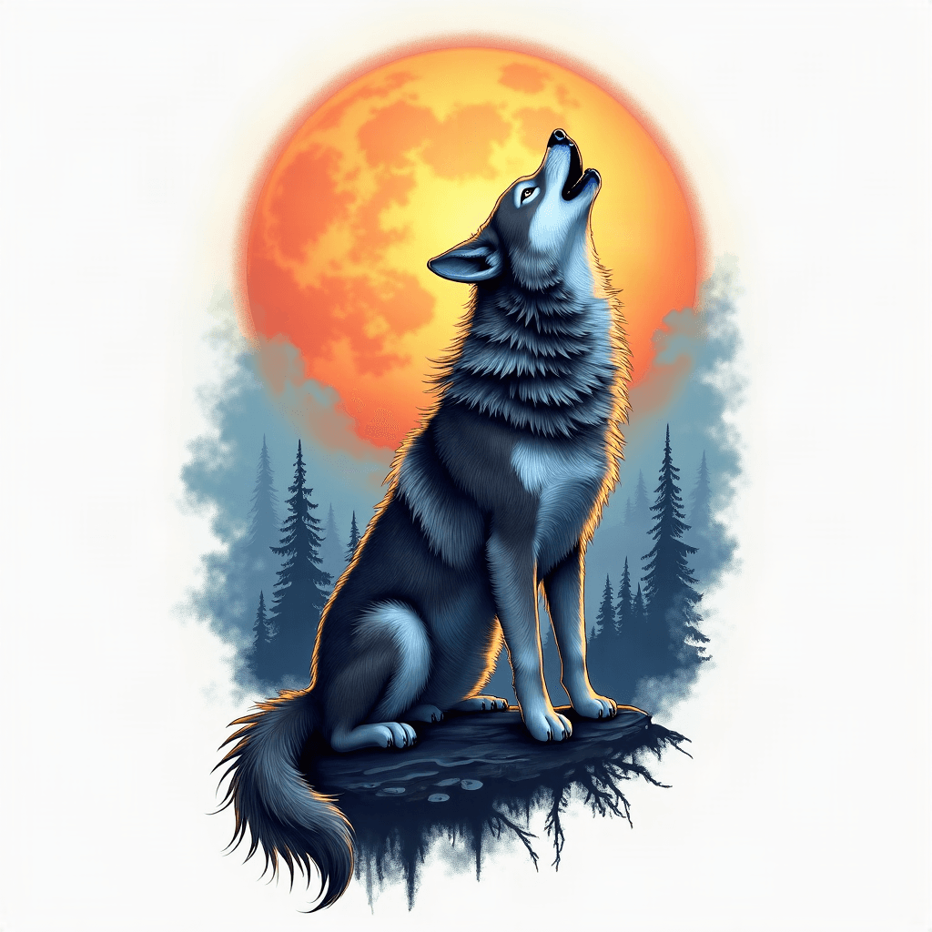 Describe a wolf howling at moon
