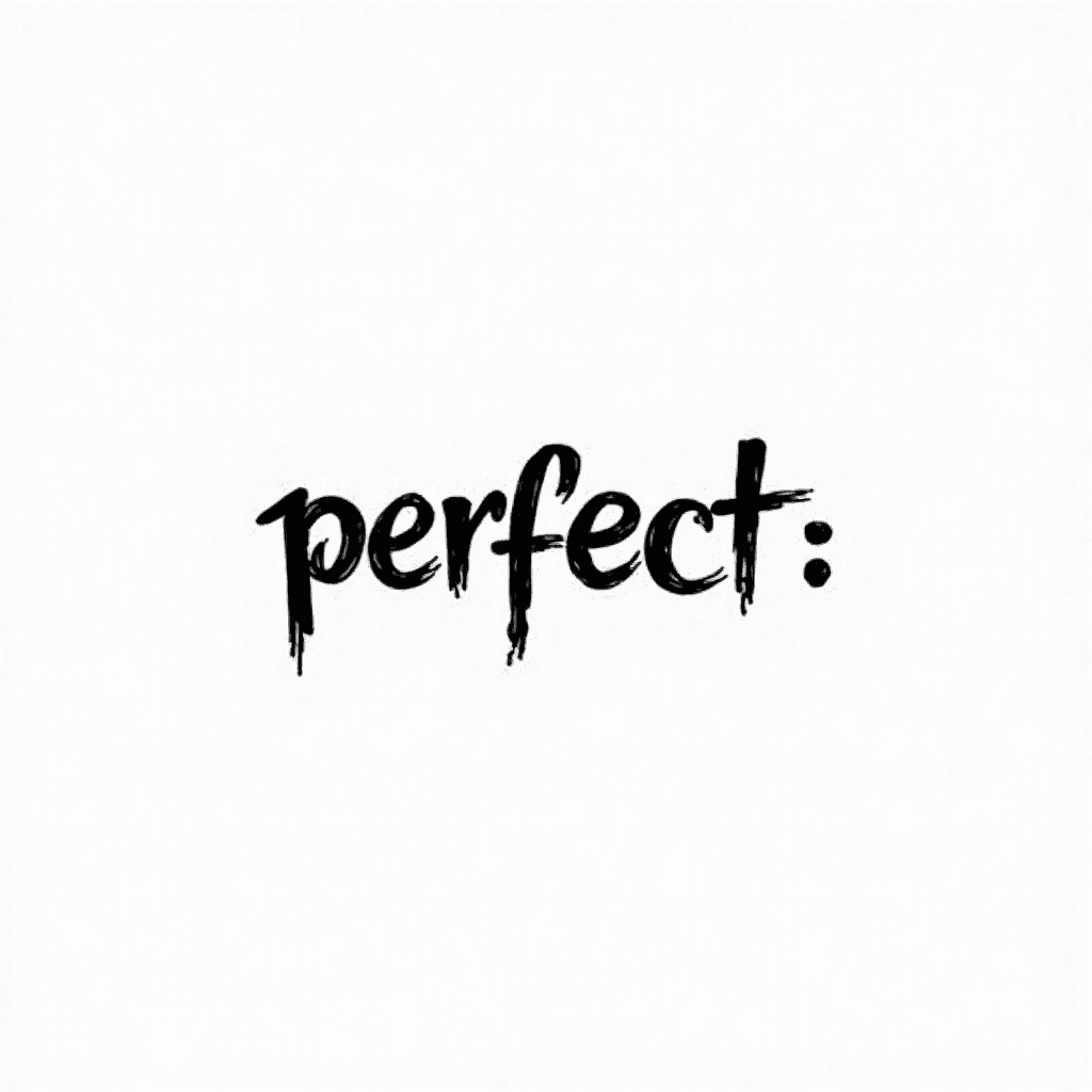 The word “perfect” in messy handwriting with the l…