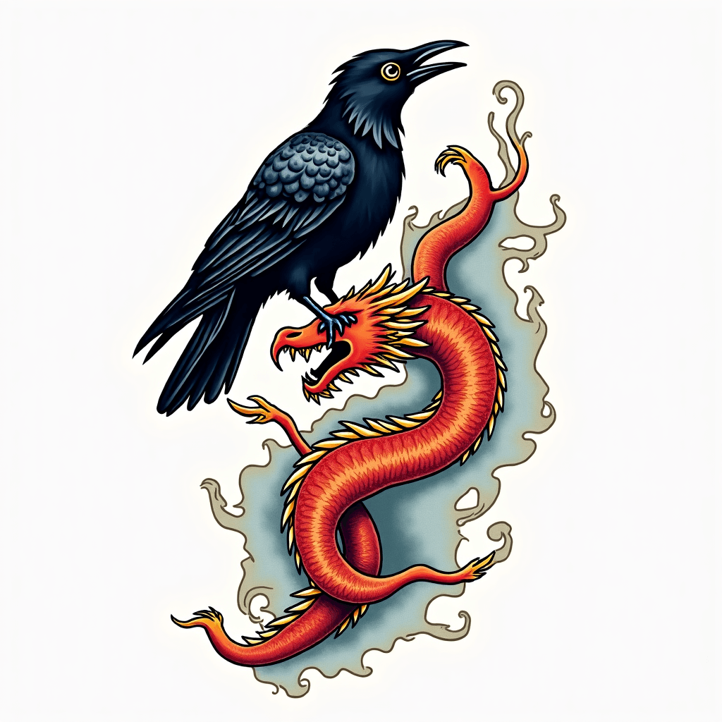 I would like a Neo traditional tattoo of a crow wr...