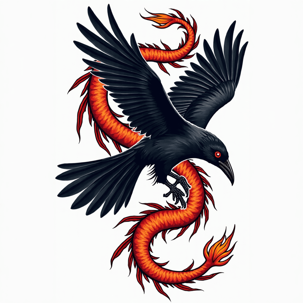 I would like a Neo traditional tattoo of a crow wr...