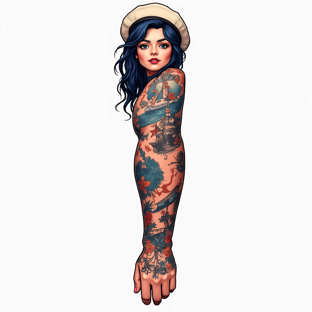 Nautical sailor sleeve tattoo