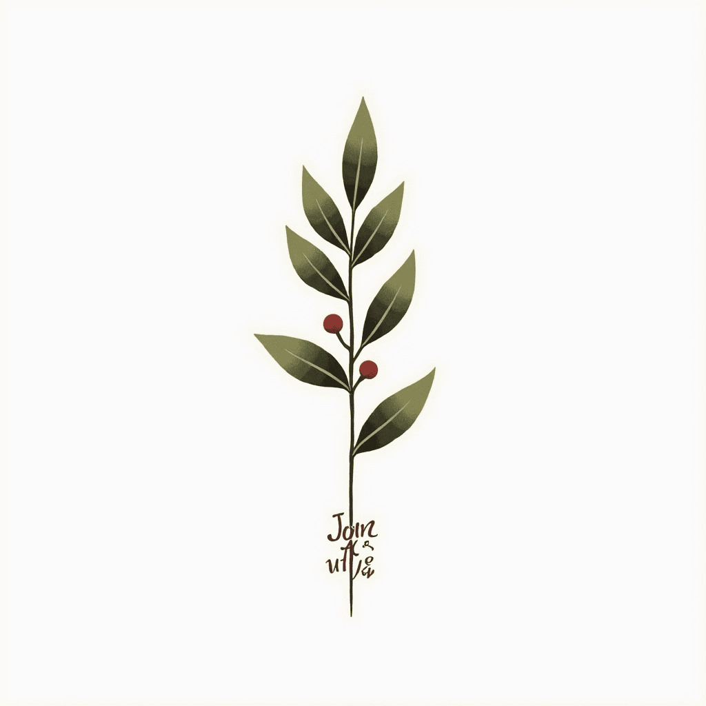 A dainty fine line tattoo of an olive branch With …
