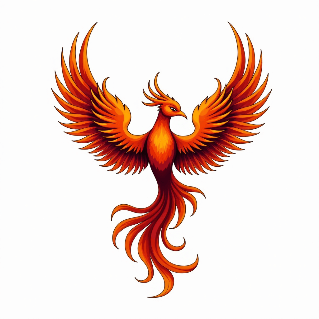 Bold colors classic American phoenix rising from c…