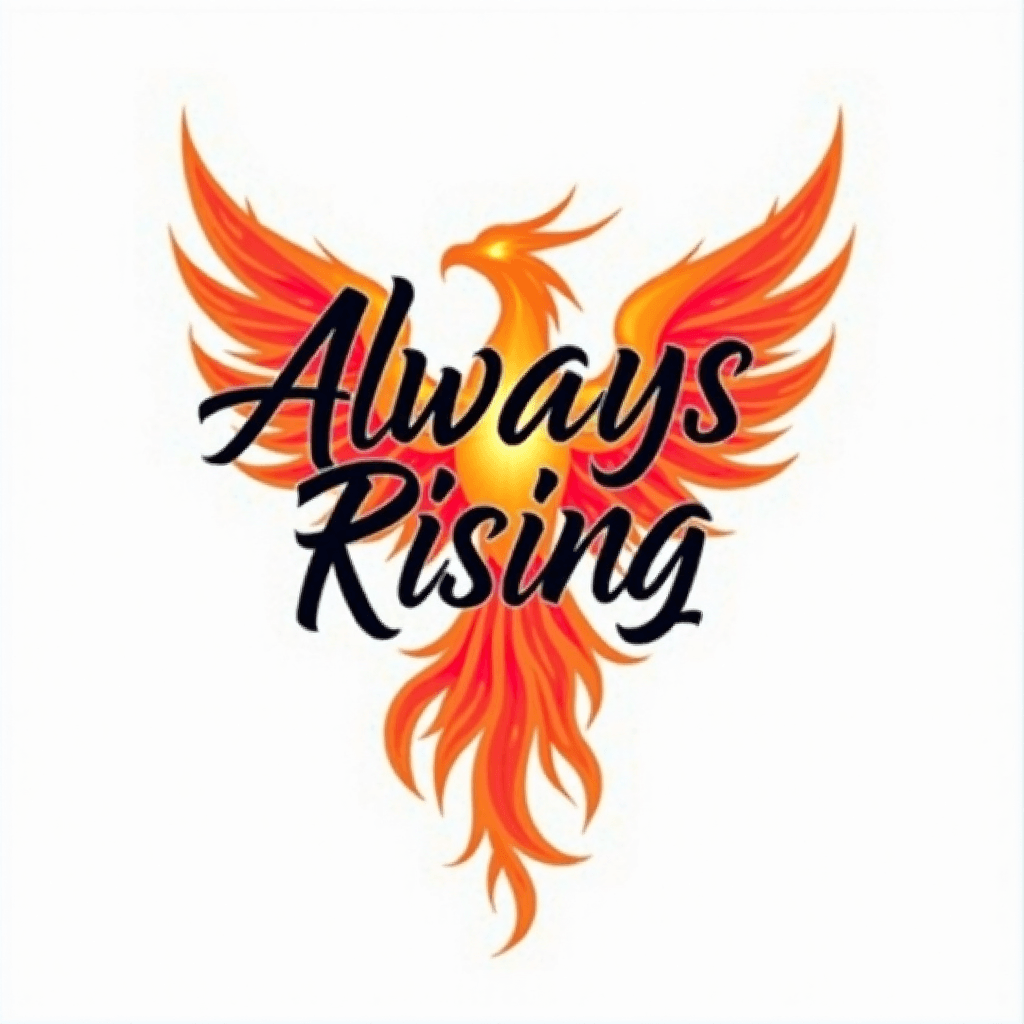 Always Rising written with a flaming Phoenix