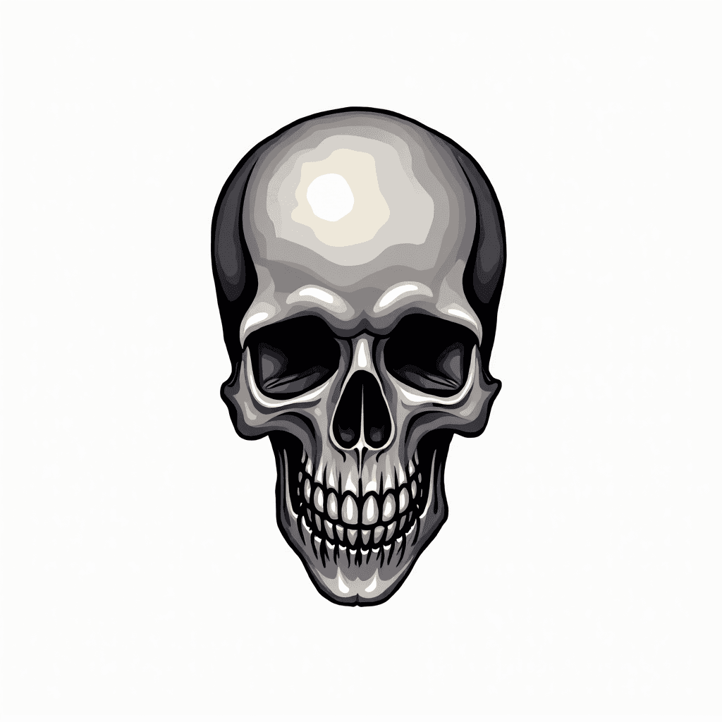 Black and grey half skull hand tattoo
